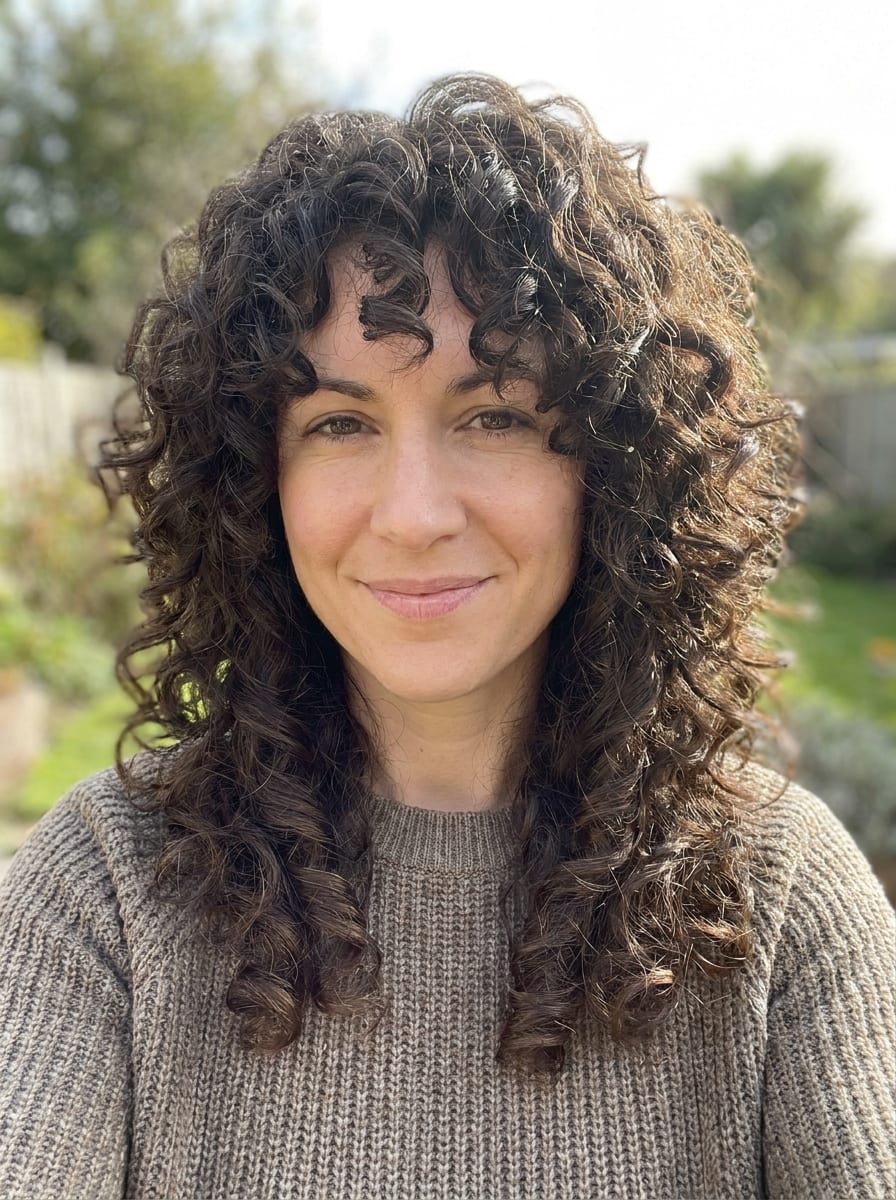 Dickes lockiges Haar mit Layers - Frisur für dickes Haar